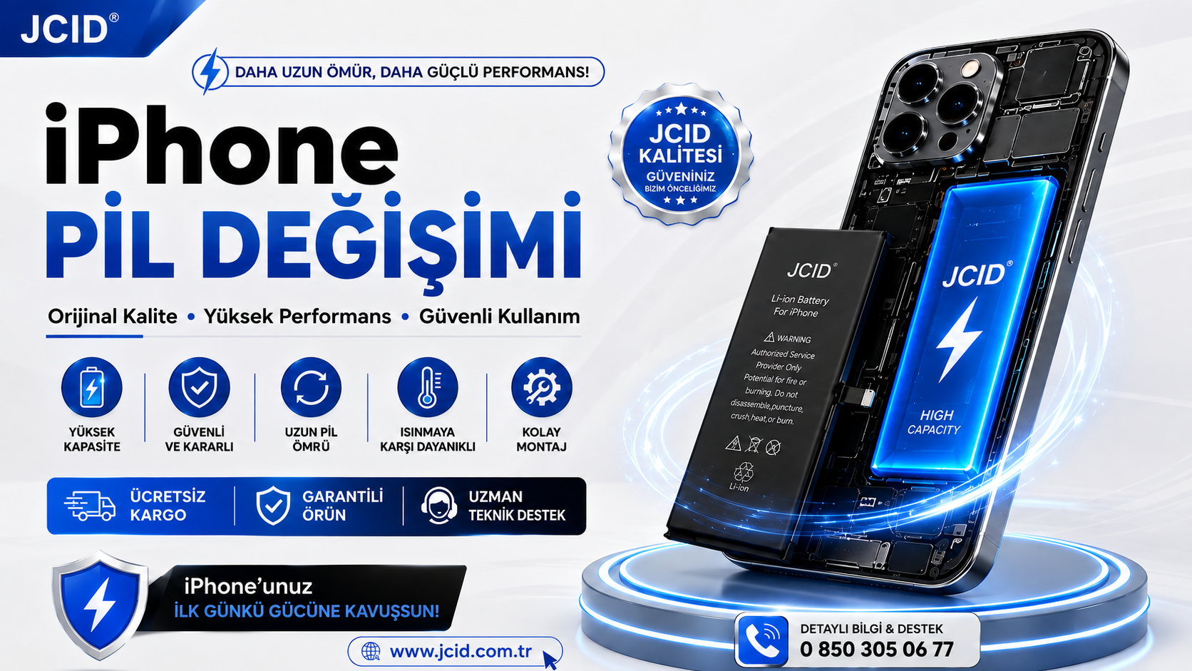 iPhone Pil Değişimi | JCID Güçlendirilmiş Batarya