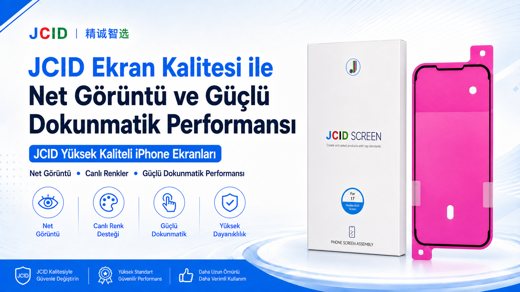 iPhone Ekran: JCID Kalitesi ile Net Görüntü ve Güçlü Dokunmatik Performansı