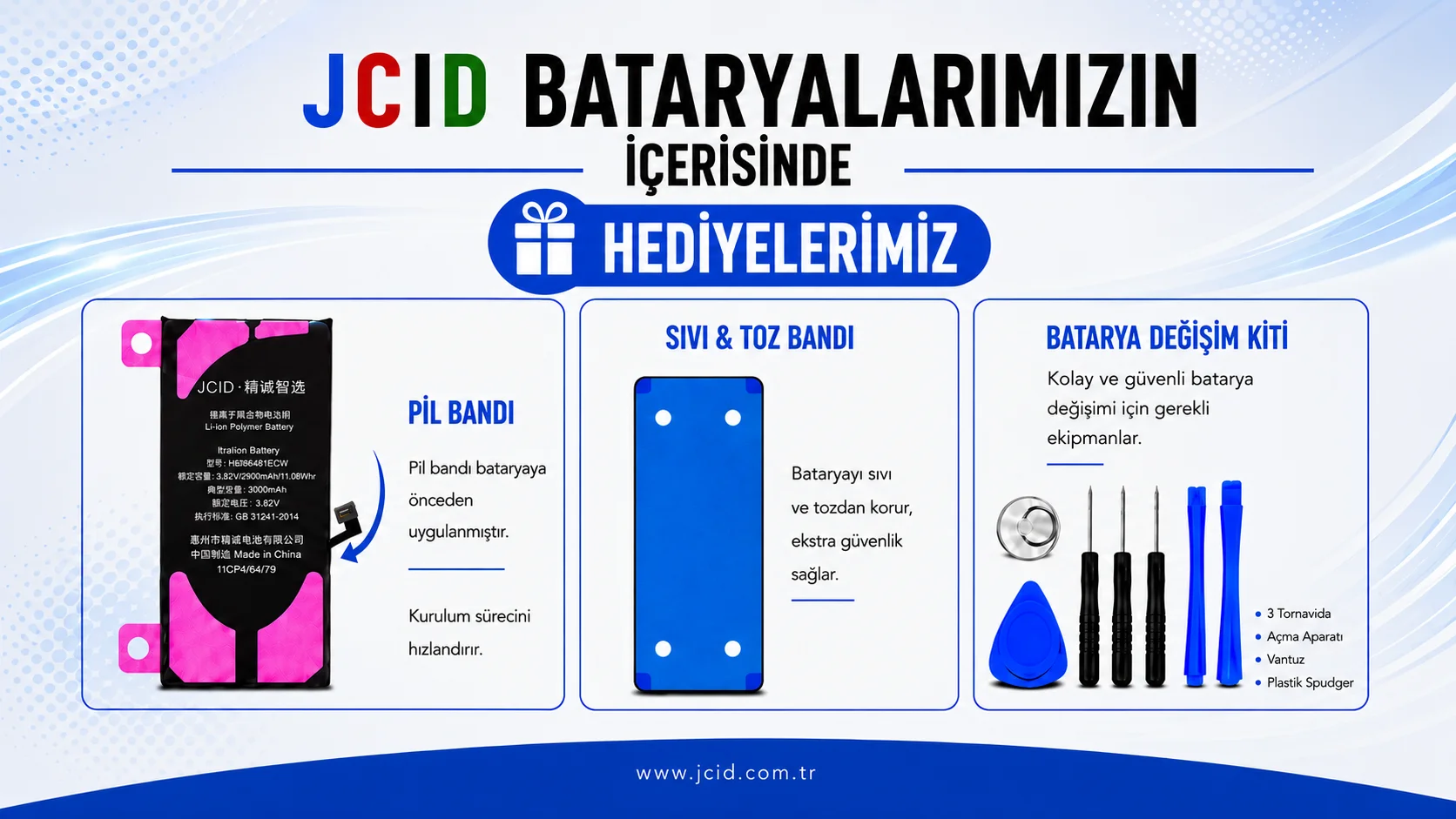 Ana sayfa kampanya slaytı — iPhone Batarya ve Apple Yedek Parça | JCID Türkiye