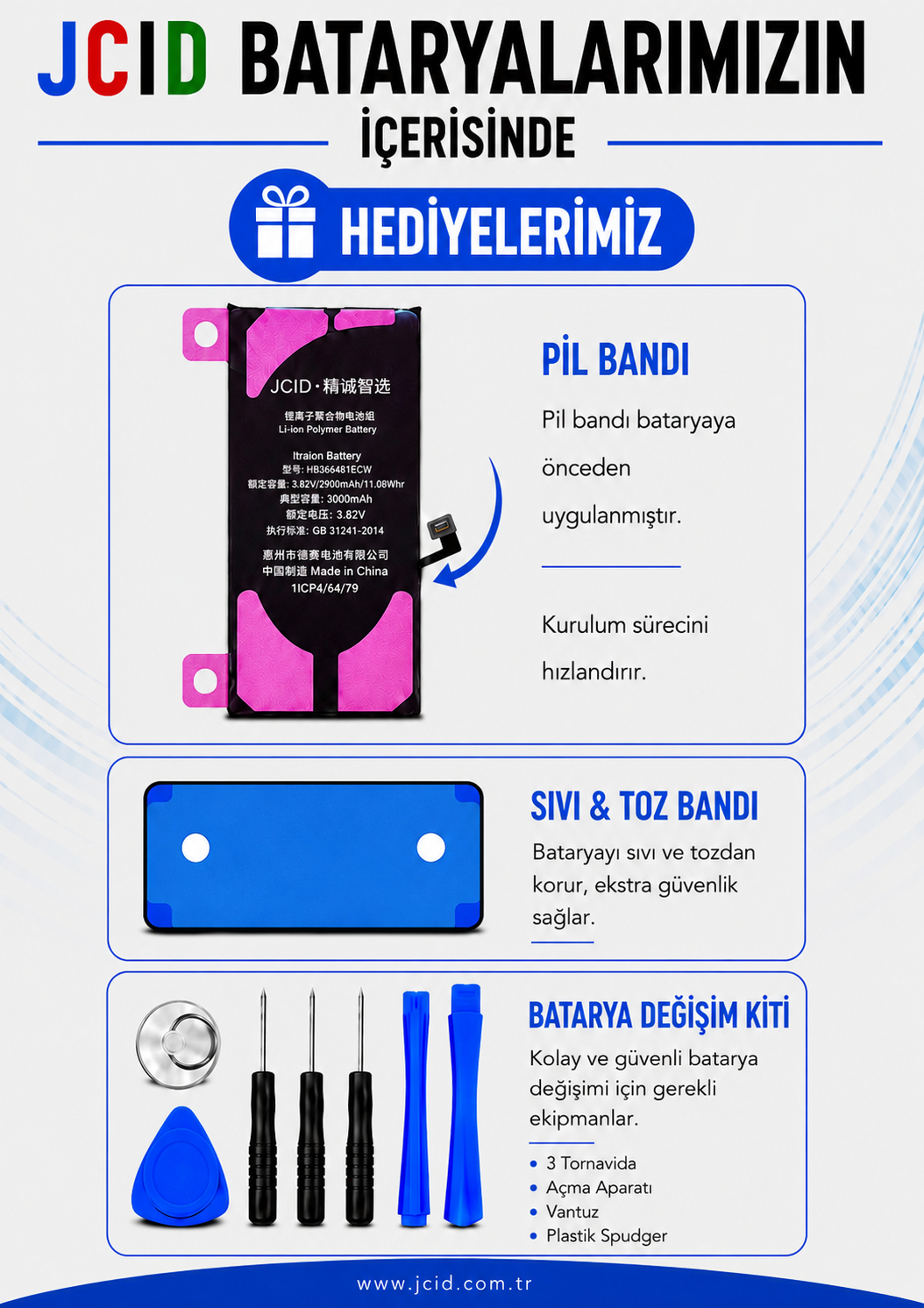 iPhone 16 Pro JCID Yüksek Kapasiteli Batarya (3582 mAh) USE — galeri küçük resim 3