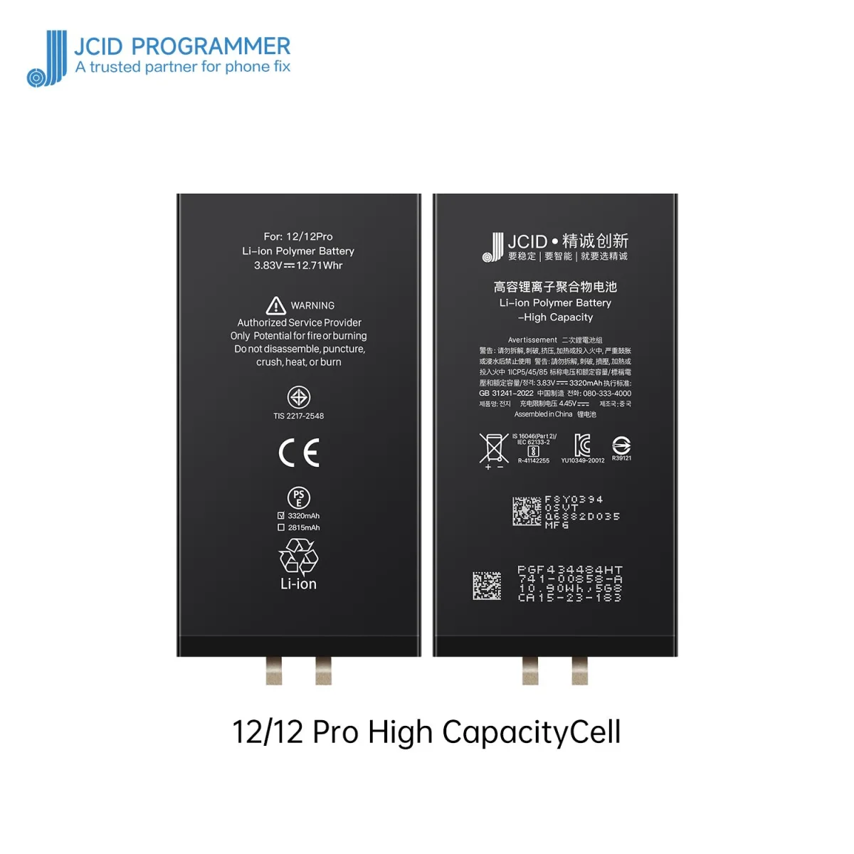 iPhone 12 / 12 Pro JCID Yüksek Kapasiteli Batarya (3320 mAh) Manually