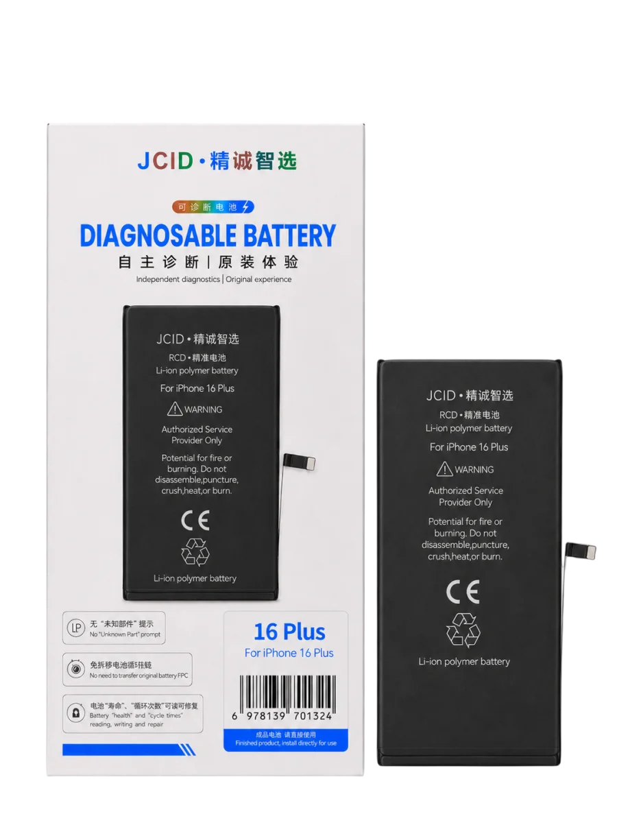 iPhone 16 Plus JCID Yüksek Kapasiteli Batarya (4674 mAh) Diagnosable — galeri küçük resim 1