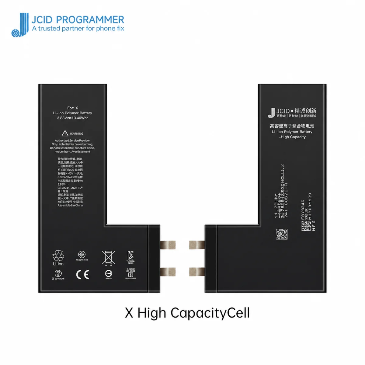 iPhone X JCID Yüksek Kapasiteli Batarya (3100 mAh) Manually